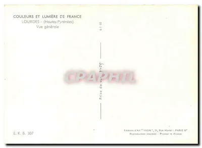 Lourdes — Vue générale — Éditions d'Art 'YVON', Paris — Verso
