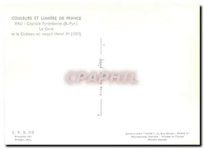 Pau - O Gave e o Castelo onde nasceu Henrique IV (1553) — Éditions d'Art 'YVON', Paris — Verso