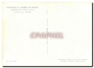 Gorges do Tarn — Lozère — Éditions d'Art YVON — Verso