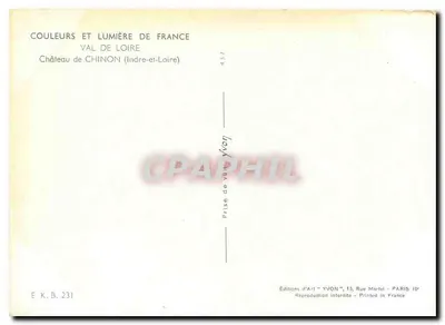 Castelo de Chinon — Indre-et-Loire — Edições de Arte YVON — Verso