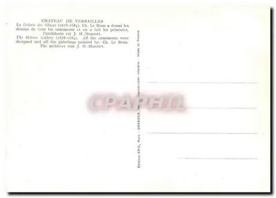 Galeria dos Espelhos — Castelo de Versailles — Éditions EPIC, Paris — Verso