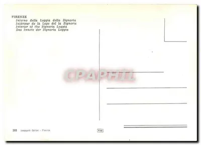 Florencio — Interior da Loggia della Signoria — Editores Innocenti, n° 389 — Verso