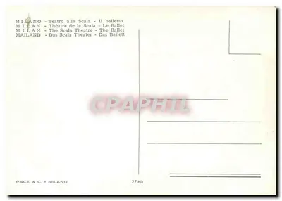 Milão - Teatro alla Scala - O balé — PACE & C. - Milão - n° 27 bis — Verso