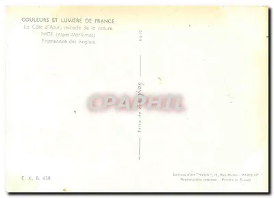 Nice — Promenade des Anglais — Wydawnictwo Art YVON, n° 6610 — Rewers