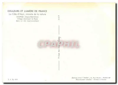 Saorgue (Alpes-Maritimes) — Wioska dominująca nad Royą — Wydawnictwo Art YVON — Rewers