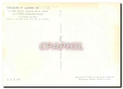 O Troféu das Alpes — La Turbie (Alpes-Maritimes) — Edições de Arte 'YVON', Paris 10 — Verso