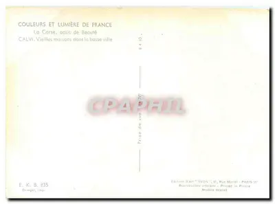 Calvi — Velhas casas na baixa cidade — Edições d'Art YVON — Verso