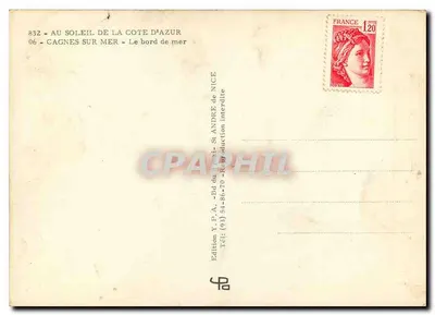 Cagnes-sur-Mer — plaża i wieś — wydanie Y.P.A. nr 832 — Rewers