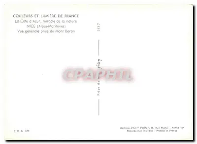 Visão geral de Nice — tomada do Monte Boron — Éditions d'Art 'YVON', Paris — Verso