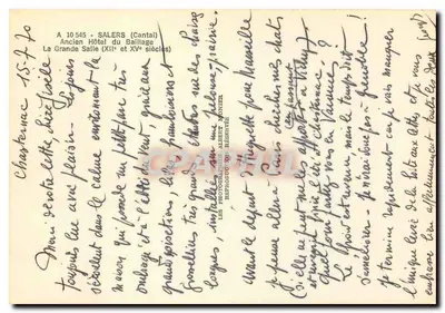 A Grande Sala — Antigo Hotel do Baillage — Salers (Cantal) — Verso