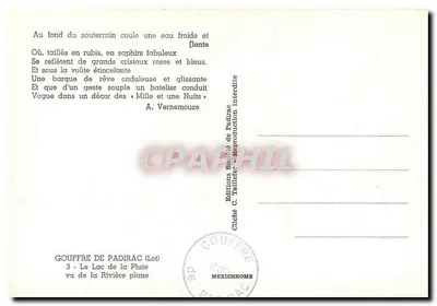 Gouffre de Padirac — Jezioro des Pluies — Wydawnictwo C. Talbier — Rewers