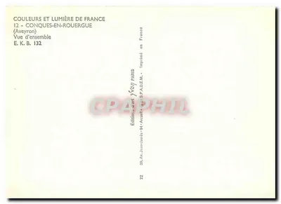 Conques-en-Rouergue — Vista geral — Edições Acuell, série E.K.B.132 — Verso