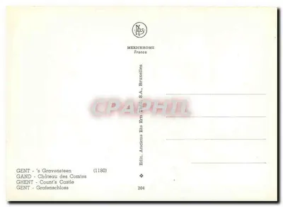 Gent - 's Gravensteen — Castelo dos Condes — editor MEXICHROME France, n° 204 — Verso
