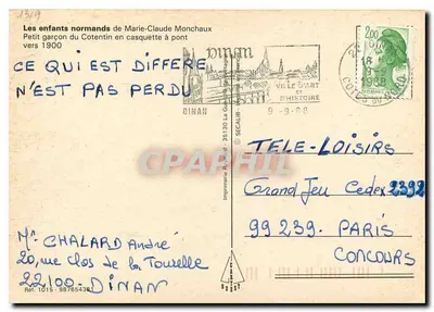 Mały chłopiec z Cotentin w kapeluszu z mostem — Marie-Claude Monchaux — Imprimerie de Dinan — Rewers