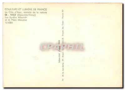 Nice - Les Jardins Albert-Ier et la Place Masséna — Éditions d'Art Jean-Jarrères, n° 10-1351 — Rewers