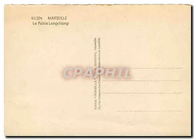 Pałac Longchamp — Marsylia — Wydawnictwo Mireille — Rewers