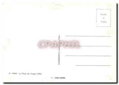 Paryż — Plac Vosges — widok panoramiczny — PANORAMAS 5, rue Hébélion, Paryż — Rewers