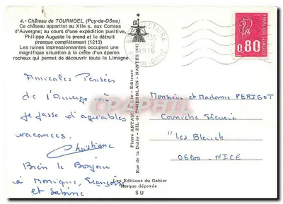 Castelo de Tournoël (Puy-de-Dôme) — ruínas medievais em um promontório rochoso — Edições Art'Auto-Cie, n°4 — Verso