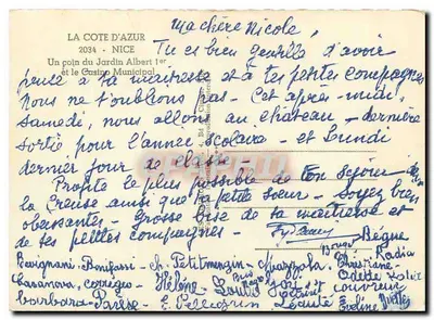 Ogród Albert I — Nice — wydawca 'La Côte d'Azur' — Rewers