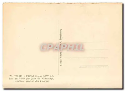 Tours — Hotel Gouin (XVe w.) — zbudowany w 1440 roku przez Jeana de Xaincoingsa, generalnego kontrolera finansów — C.A.P. Strasbourg — Rewers