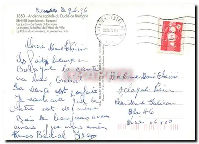 Rennes — vista panorâmica — Edições T.R. Léotard — Verso