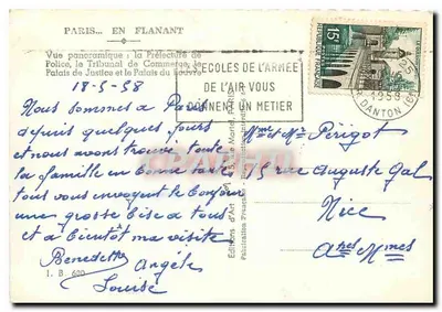 Visão panorâmica de Paris — Prefeitura de Polícia, Tribunal de Comércio, Palácio de Justiça e Palácio do Louvre — Edições d'Art, n°600 — Verso