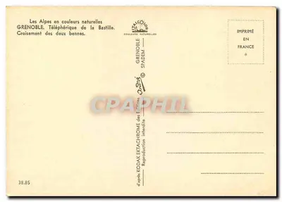 Grenoble — Przejście dwóch kabinek teleferyku Bastille — Wydawnictwo Grenoble Spadem — Rewers