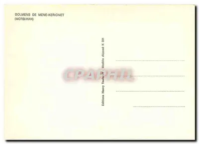 Dolmeny Mene-Kerionet — Morbihan — Wydawnictwo Henry Toulemon, nr K 331 — Rewers