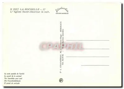 A igreja Saint-Sauveur à noite — La Rochelle — Élèce — Verso