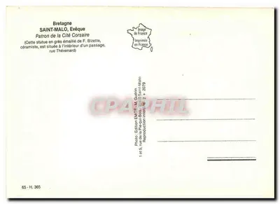 Saint-Malo — Estátua de Saint-Malo, bispo — Edição EMTE-M. Gudin — Verso