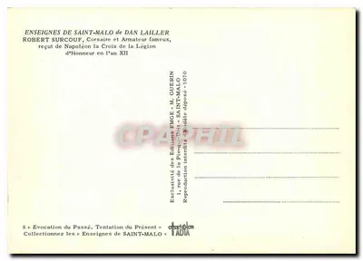 Robert Surcouf — Hotel de S. Malo — Dan Lailier — Verso