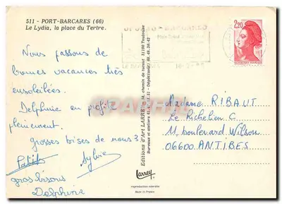 Port-Barcarès — widok statku Lydia i krajobrazów — Wydawnictwo Art Larrey — Rewers