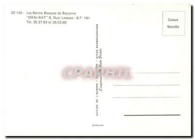 Los Ballets Vascongados de Bayonne — Bailarines en traje tradicional — Edición de L'Europe, n° SO 140 — Reverso