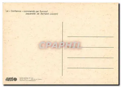 «Confiance» zamówiony przez Surcoufa — akwarela Bernarda Louviota — Ouest France — Rewers