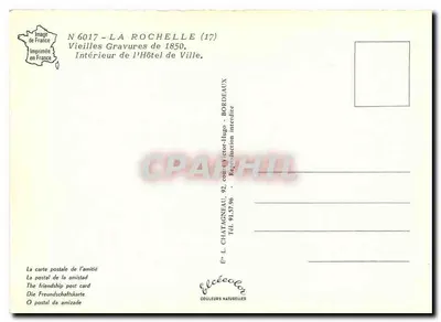 La Rochelle w 1850 — wnętrze Hôtel de Ville — L. Chatagneau, N° 6017 — Rewers