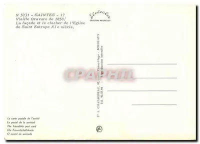 Kościół Świętej Eutropy w Saintes w XIX wieku — rysunek z 1850 — wydawca L. Chatagneau, nr 5031 — Rewers