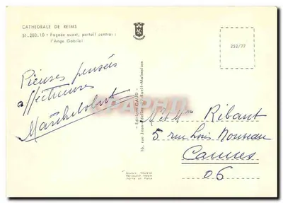 Catedral de Reims — Anjo Gabriel — Edição Gaud — Verso