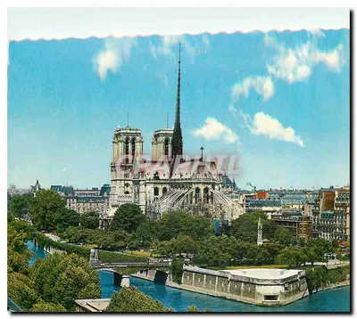 Notre-Dame w Paryżu — widok z wyspy Saint-Louis — Wyd. GUY, nr 5386