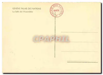 Genève - Palais des Nations — Salle de l'Assemblée — éditeur non visible — Verso