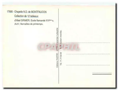 Cappella N.D. di Montfaucon — Collezione di 12 quadri di Abel Grimer, Scuola fiamminga XVI secolo — Edizioni PASTRE — Verso