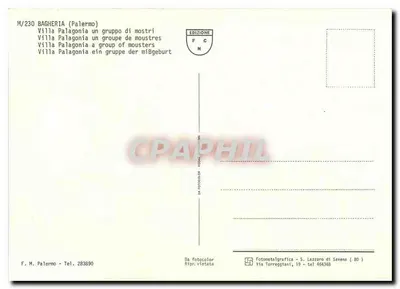 Villa Palagonia — groep van monsters — Fotometalgrafica S. Lazzaro di Savena — Achterkant