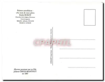 Rosa — aquarela — Émile Burdy, Crouzet Imprimeur, Nice — Verso