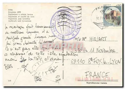 Etna — Erupção de 1978 — Editor desconhecido, n°518 — Verso