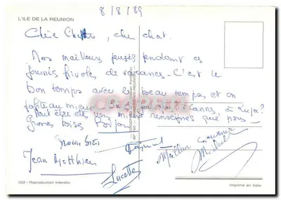 Ilha de La Réunion — Carta topográfica colorida — Editor: BP 100 — Série 553 — Verso