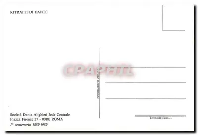 Dante Alighieri — 1º centenário 1889-1989 — Società Dante Alighieri — Verso