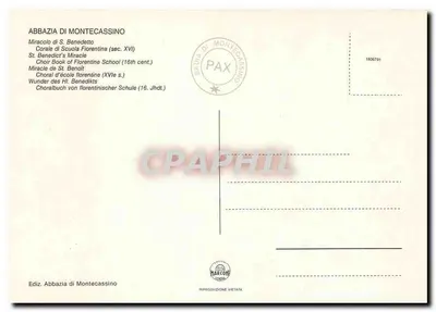 Milagre de São Benedito — Coral da escola florentina (século XVI) — Ediz. Abbazia di Montecassino — Verso