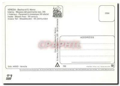 Wenecja - Bazylika św. Marka - Mosaika podłogowa (XII wiek) — Wydawnictwo ARDO, nr 2594 — Rewers