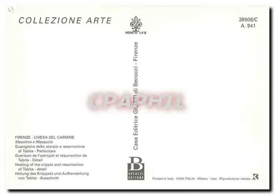 Guarigione dell'empoté e risurrezione di Tabita — dettaglio — Masolino da Panicale, editore Casa Editrice Becocci, n° 39508/C — Verso
