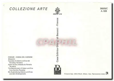 Adão e Eva expulsos do Paraíso Terrestre — Masaccio — Edição Casa Becocci, série A.938 — Verso