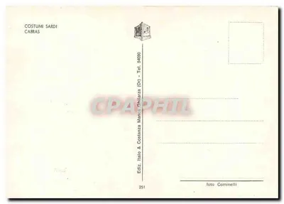 Sardyjskie stroje — Cabras — Wydawca Manca & Costanzia, n° 251 — Rewers